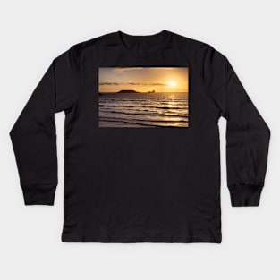 Worms Head, Rhossili Bay Kids Long Sleeve T-Shirt